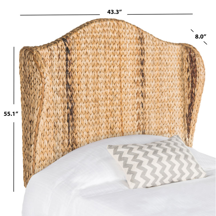Nadine Transitional Winged Banana Leaf Fiber Twin Headboard in Rich Brown