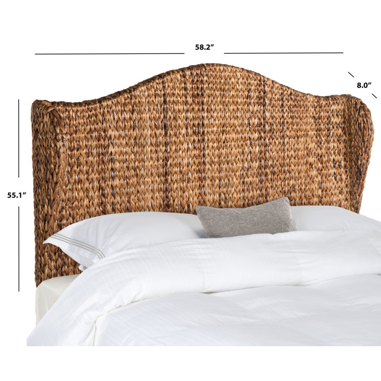 Camelback Full Winged Headboard in Rich Brown Banana Leaf