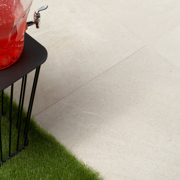 Large Format Beige Porcelain Stone Look Wall & Floor Tile