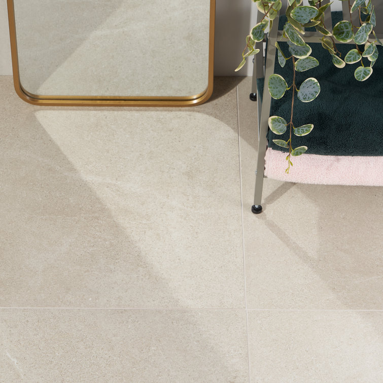 Large Format Beige Porcelain Stone Look Wall & Floor Tile