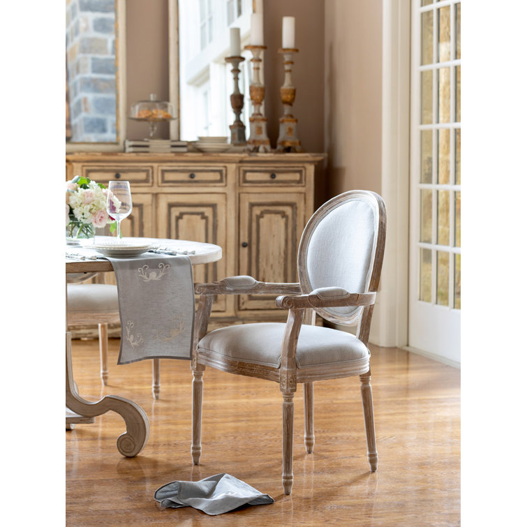Gray Wood Upholstered Vintage Accent Chair