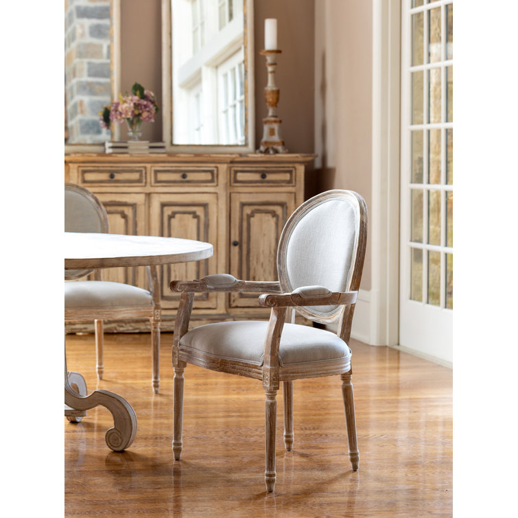 Gray Wood Upholstered Vintage Accent Chair