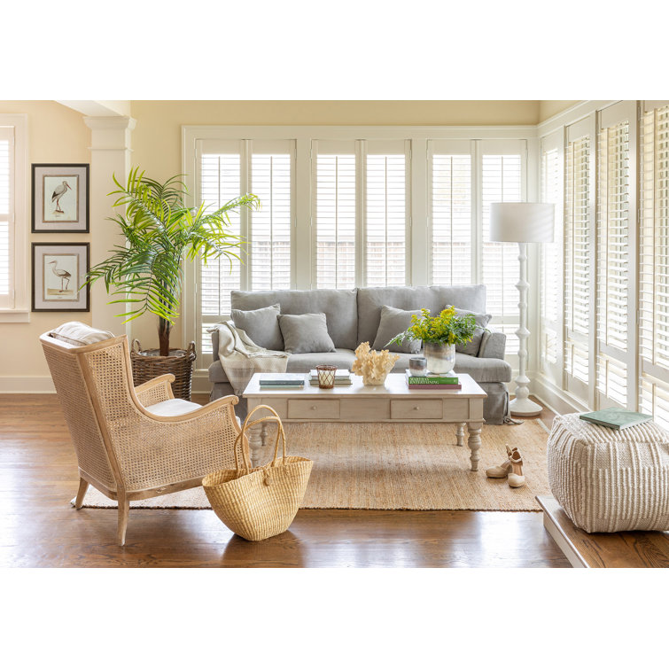 Douglas White Polyresin and Metal Floor Lamp