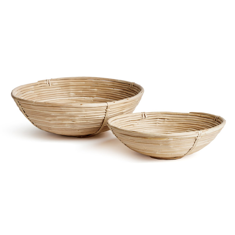 Handcrafted Light Brown Cane Rattan Decorative Bowl Set