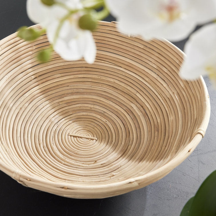 Handmade Round Light-Brown Cane Rattan Bowl Set