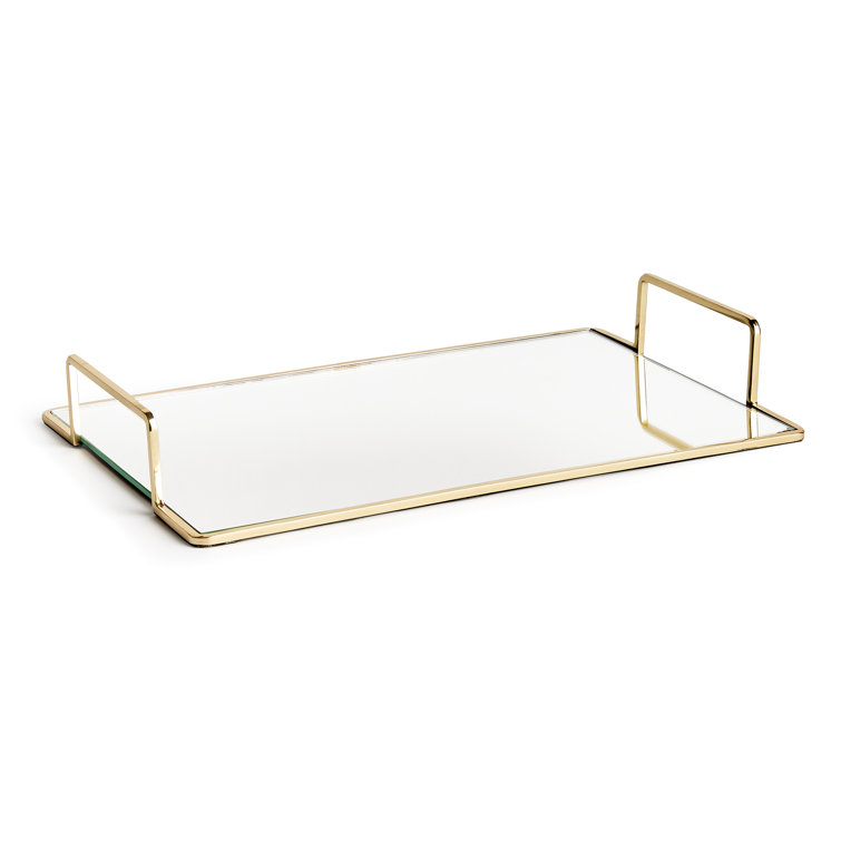 Gold and Glass Rectangular Decorative Tray