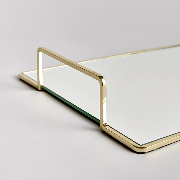 Gold and Glass Rectangular Decorative Tray