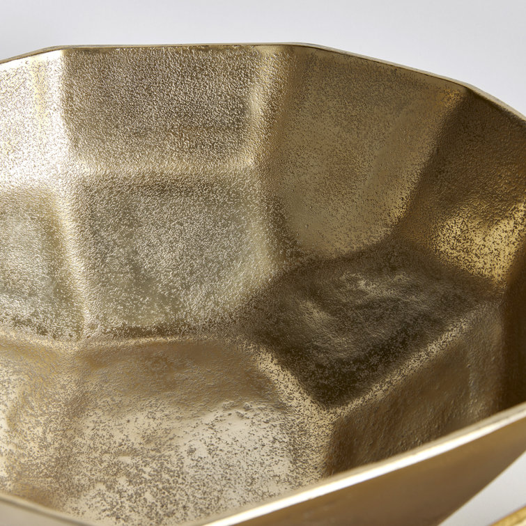 Geometric Gold Cast Aluminum Serving Bowls, Set of 2