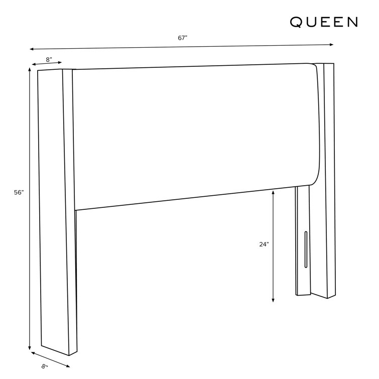 Classic Navy Linen Upholstered Queen Headboard with Wingback Design