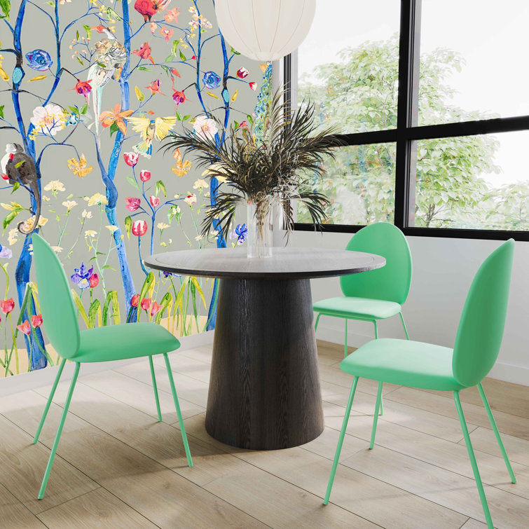 Green Faux Leather Upholstered Side Chair with Iron Legs