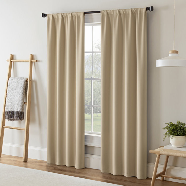 Wheat Blackout Rod Pocket Polyester Window Drapes, 37" x 63"