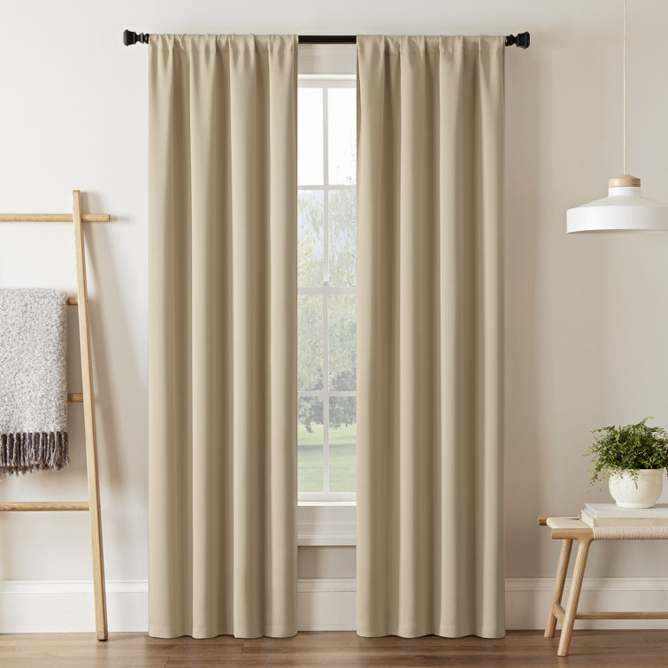 Wheat Blackout Rod Pocket Polyester Window Drapes, 37" x 63"
