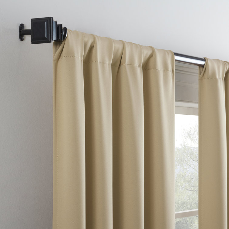 Wheat Blackout Rod Pocket Polyester Window Drapes, 37" x 63"