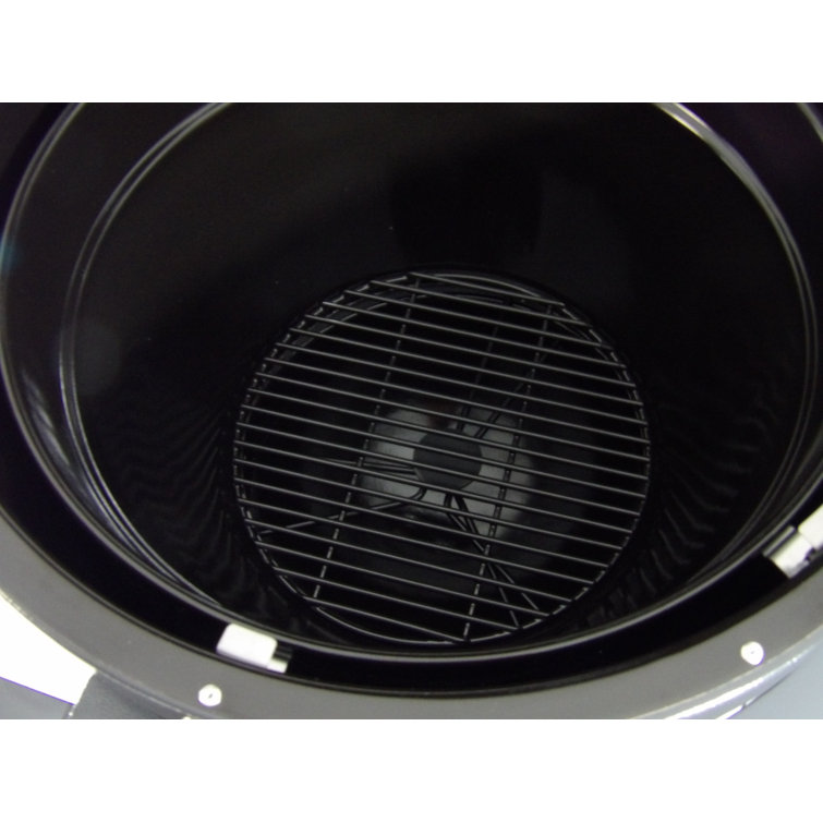 Rodeo Deluxe Black Steel Kamado Charcoal Grill with Prep Cart