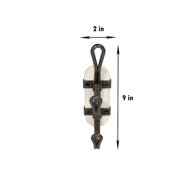 FantasHome 9" Black and White Steel Wall Mounted Hook