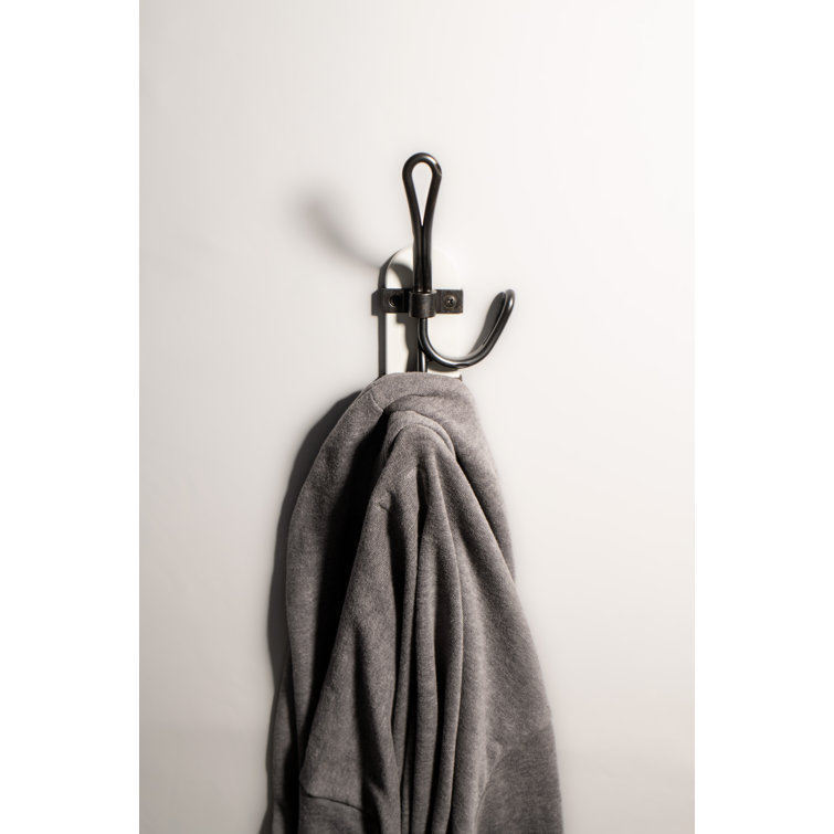 FantasHome 9" Black and White Steel Wall Mounted Hook