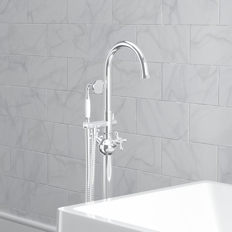 Chrome Freestanding High Arc Tub Filler with Lever Handle