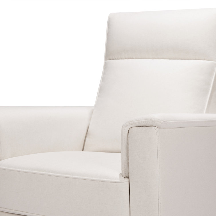 Cream Eco-Weave Swivel Recliner with Wood Frame