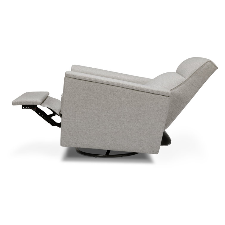 Gray Swivel Recliner with Wooden Legs and Eco-Performance Fabric