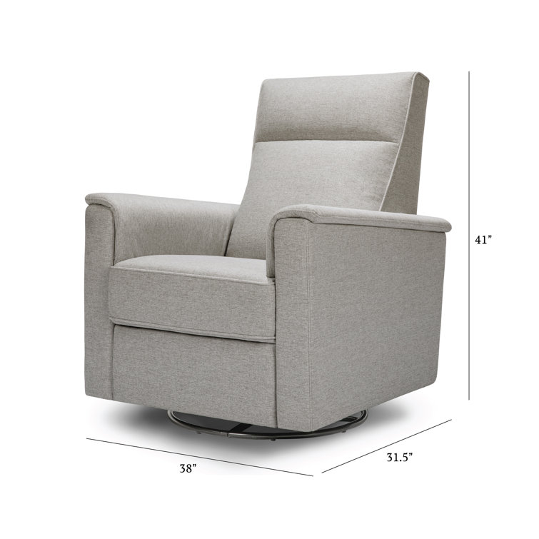 Gray Swivel Recliner with Wooden Legs and Eco-Performance Fabric
