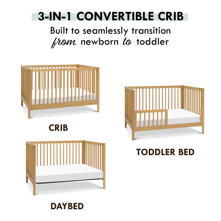 Honey Oak 3-in-1 Convertible Crib with Adjustable Heights