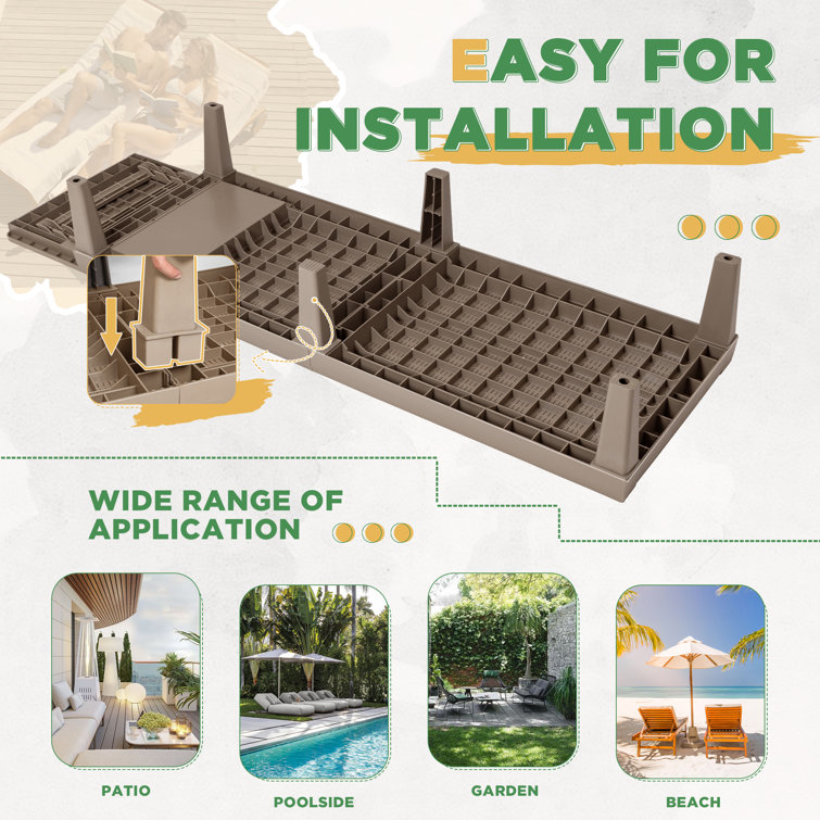Light Brown Polypropylene Outdoor Adjustable Chaise Lounge Set