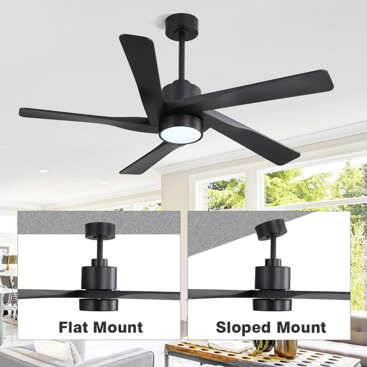 54" Matte Black Ceiling Fan with Light and Remote Control