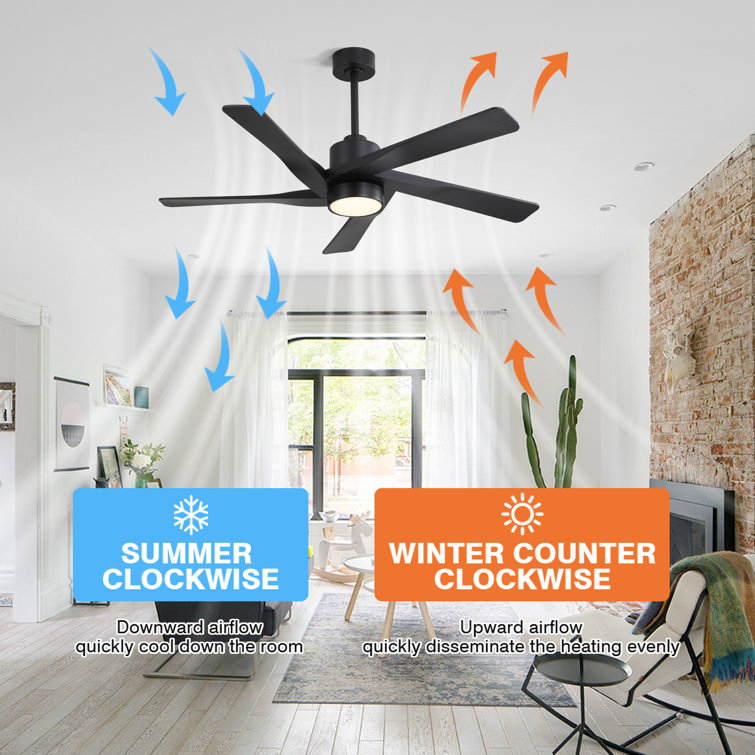 54" Matte Black Ceiling Fan with Light and Remote Control