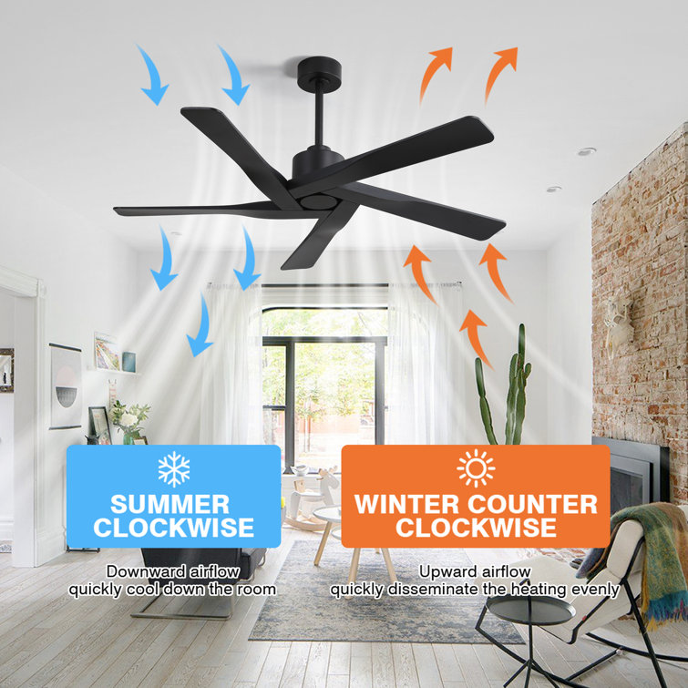 64" Matte Black ABS Blade Ceiling Fan with Remote