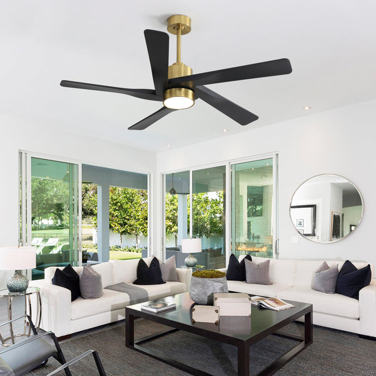 64'' Gold and Black Ceiling Fan with Light and Remote