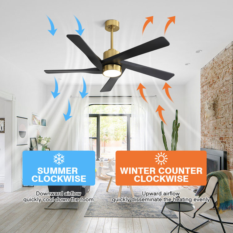 64'' Gold and Black Ceiling Fan with Light and Remote