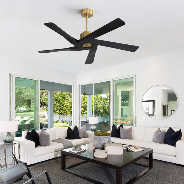 54" Gold and Black 5-Blade Ceiling Fan with Remote