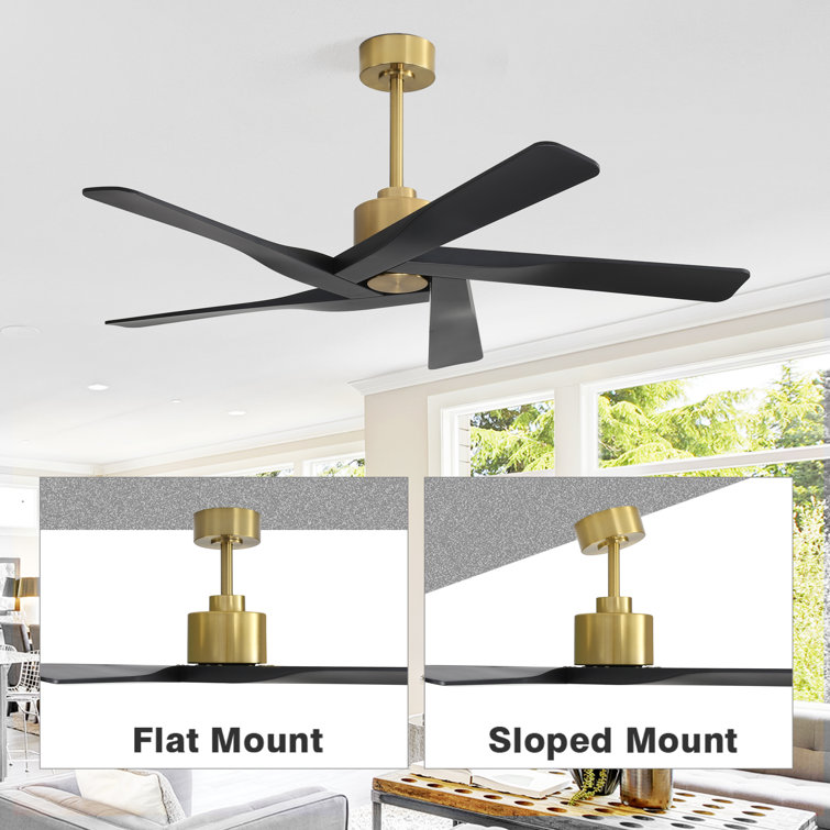 54" Gold and Black 5-Blade Ceiling Fan with Remote