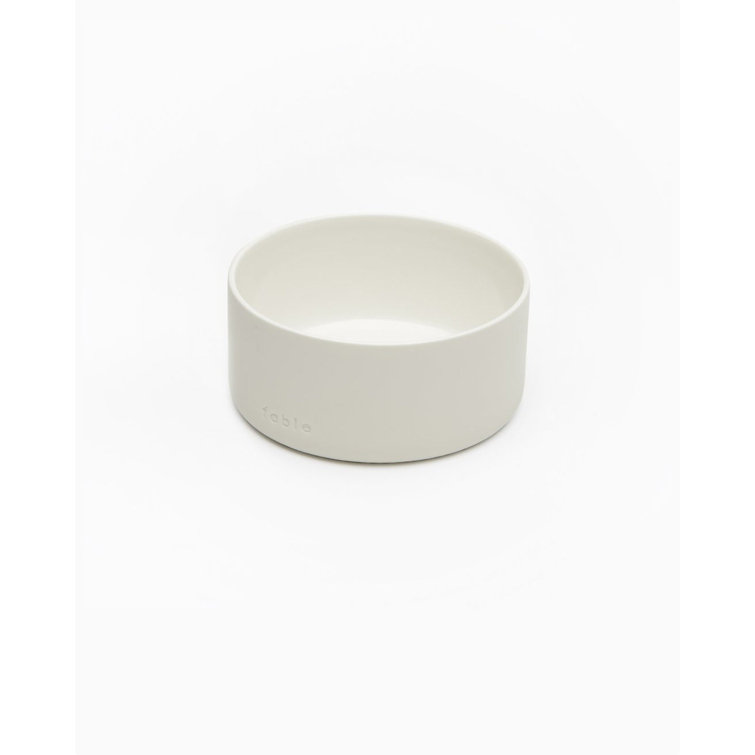 Modern Off-White Ceramic Weighted Dog Bowl