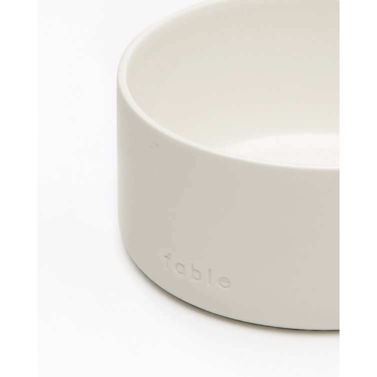 Modern Off-White Ceramic Weighted Dog Bowl