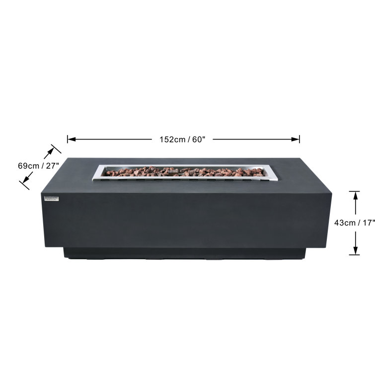 Granville 60-Inch Dark Gray Concrete Gas Fire Pit Table