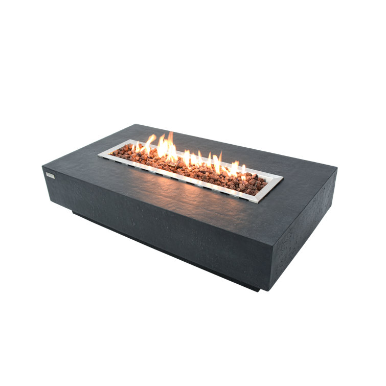 Gray Gas Free-Standing Fire Pit Table with Lava Rocks