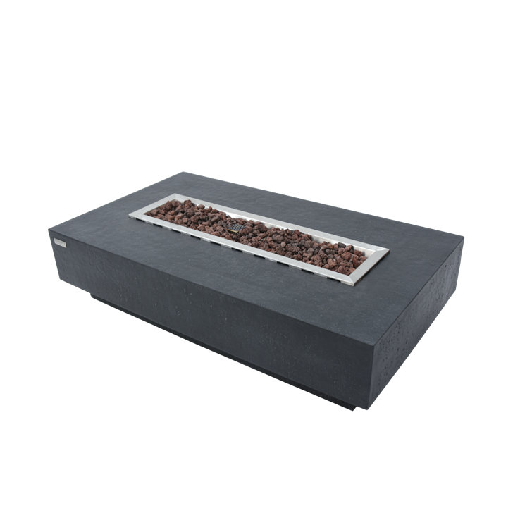 Gray Gas Free-Standing Fire Pit Table with Lava Rocks
