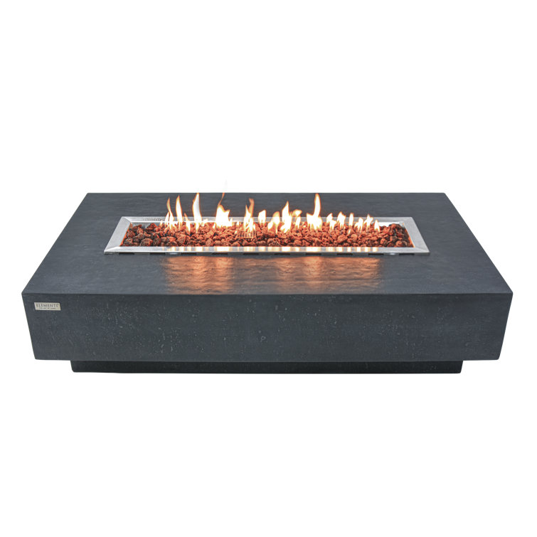 Gray Gas Free-Standing Fire Pit Table with Lava Rocks