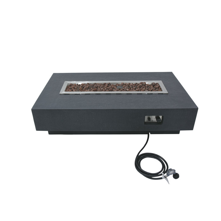 Gray Gas Free-Standing Fire Pit Table with Lava Rocks