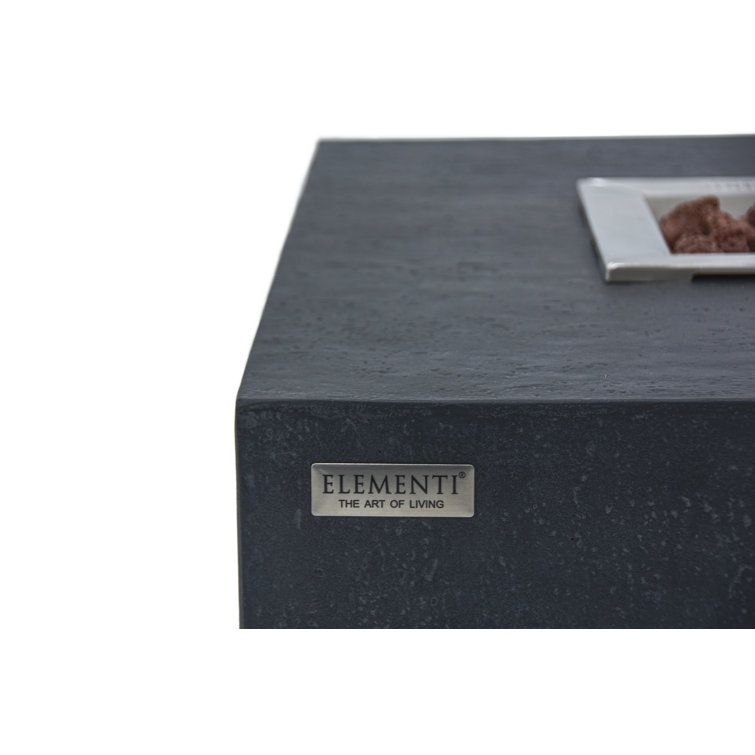 Gray Gas Free-Standing Fire Pit Table with Lava Rocks