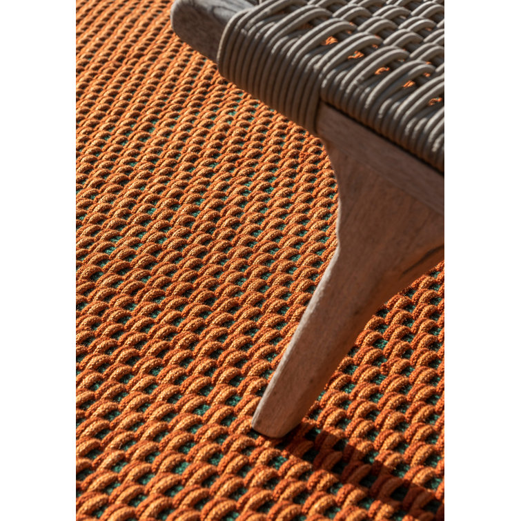 Terra Rust Green Handwoven Synthetic Rectangular Rug