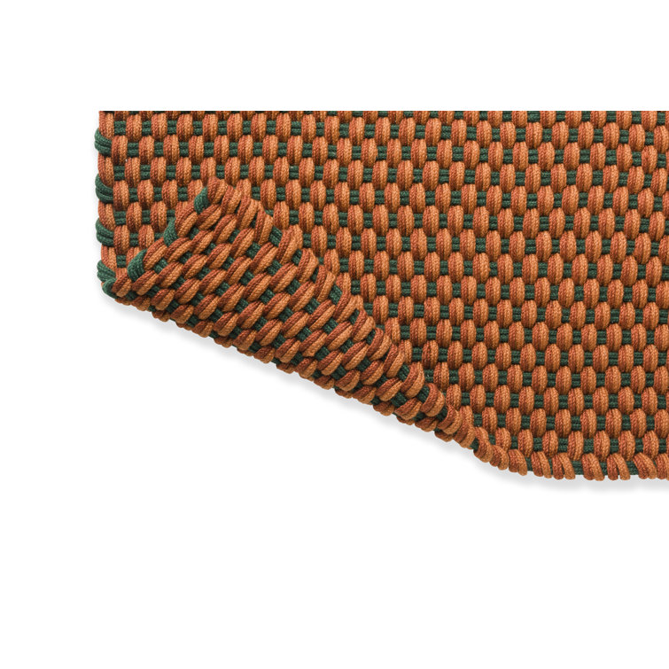 Terra Rust Green Handwoven Synthetic Rectangular Rug