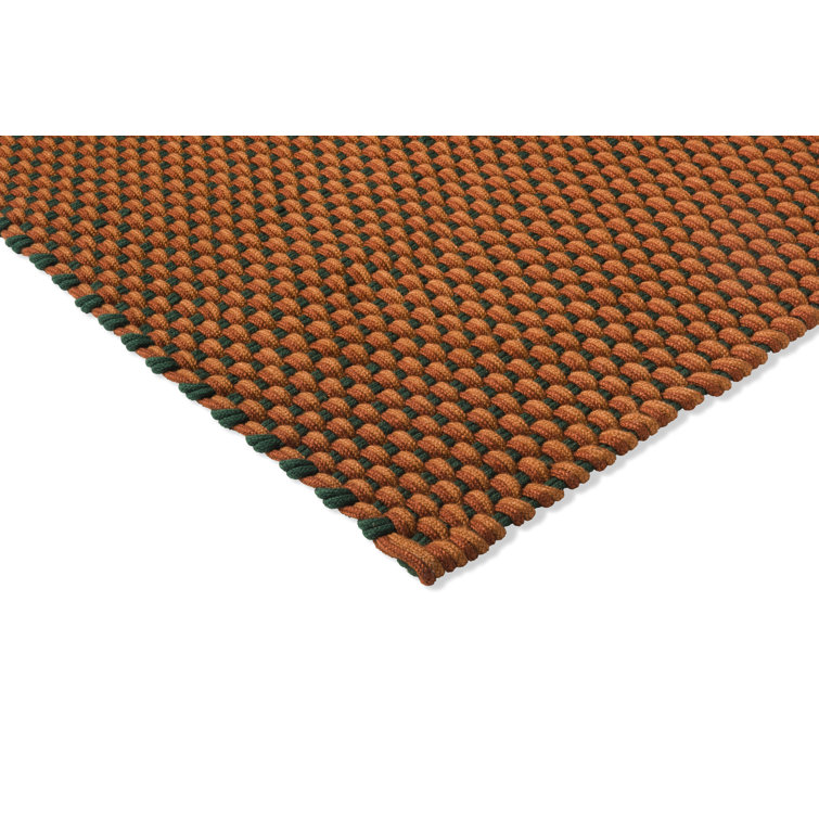 Terra Rust Green Handwoven Synthetic Rectangular Rug