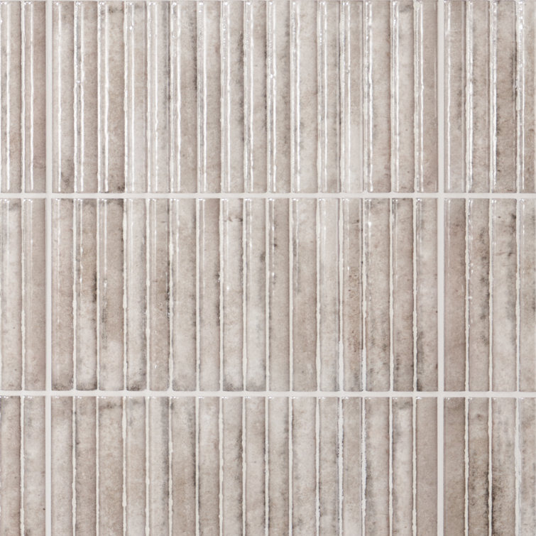 Hills Gray Glossy Ceramic Fluted Subway Wall Tile 6-in x 12-in
