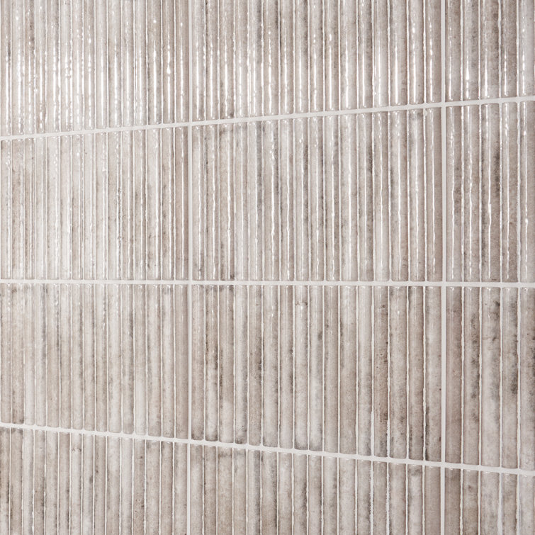 Hills Gray Glossy Ceramic Fluted Subway Wall Tile 6-in x 12-in