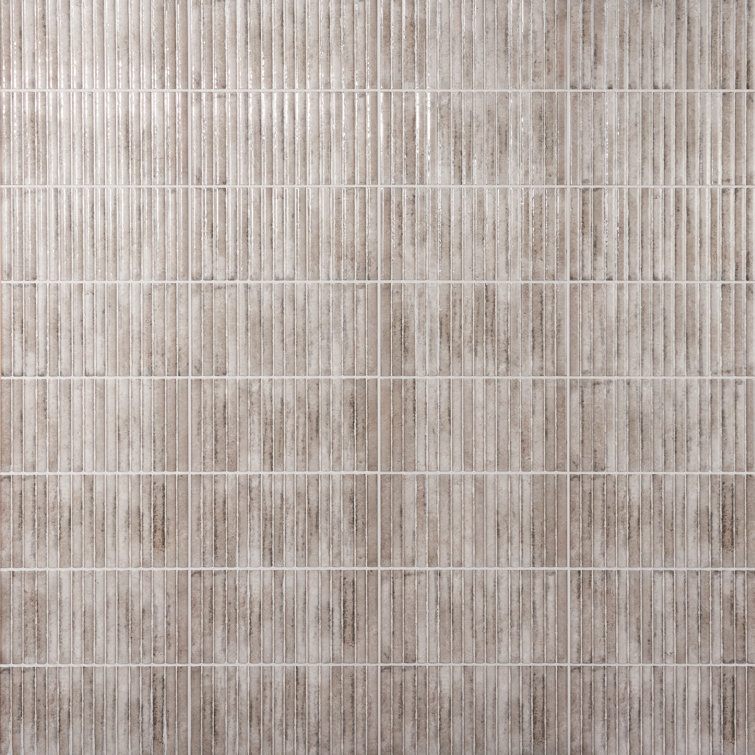 Hills Gray Glossy Ceramic Fluted Subway Wall Tile 6-in x 12-in