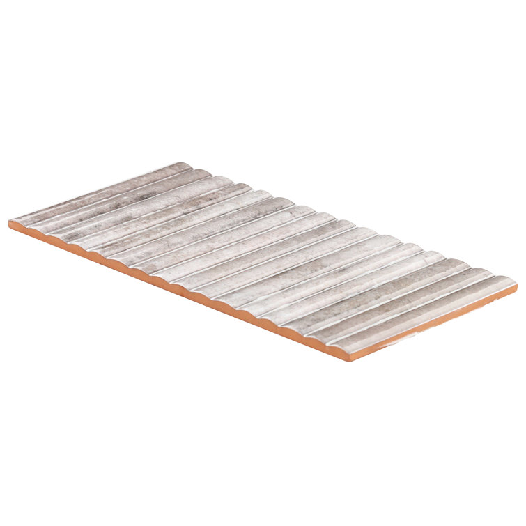 Hills Gray Glossy Ceramic Fluted Subway Wall Tile 6-in x 12-in