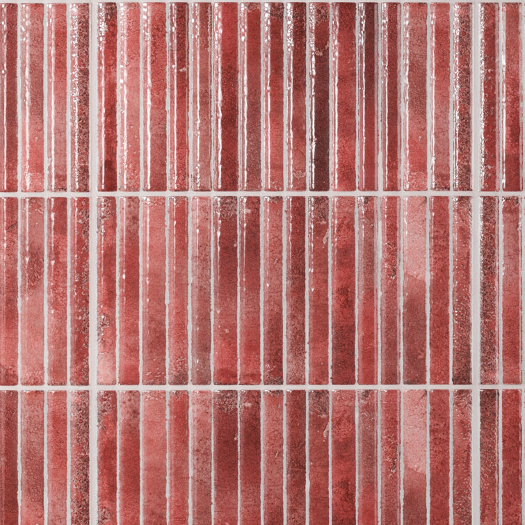 Red Polished Fluted Ceramic Subway Wall Tile 6x12
