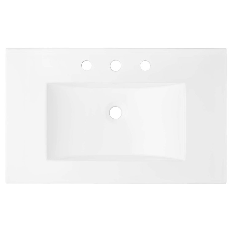 Cayman 30'' White Ceramic Rectangular Bathroom Sink